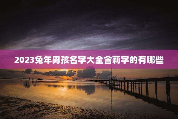 2023兔年男孩名字大全含莉字的有哪些