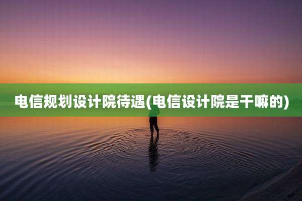 电信规划设计院待遇(电信设计院是干嘛的)
