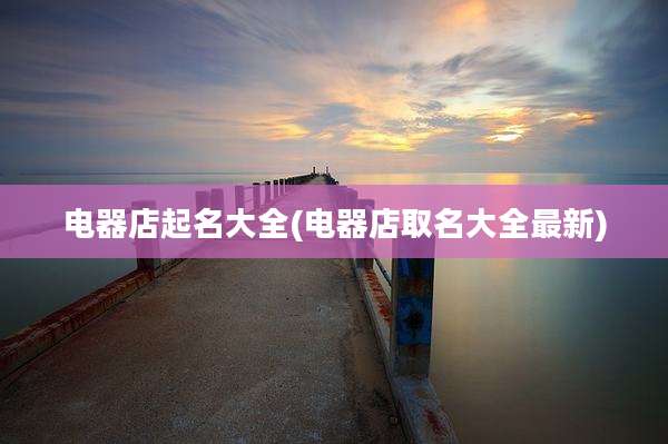 电器店起名大全(电器店取名大全最新)