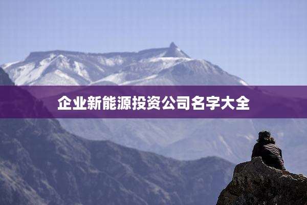 企业新能源投资公司名字大全