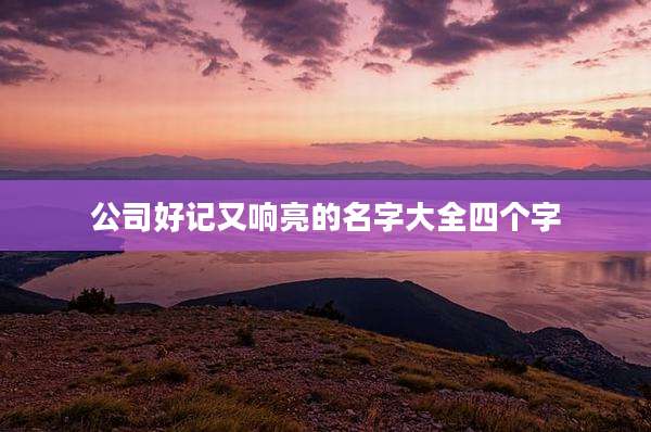 公司好记又响亮的名字大全四个字