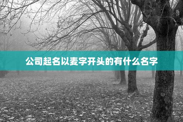 公司起名以麦字开头的有什么名字
