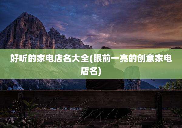 好听的家电店名大全(眼前一亮的创意家电店名)