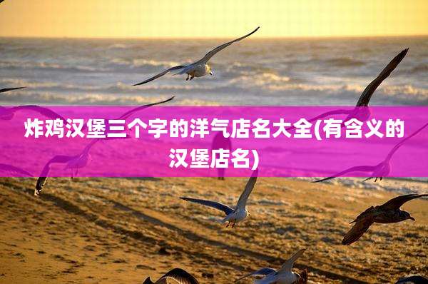 炸鸡汉堡三个字的洋气店名大全(有含义的汉堡店名)