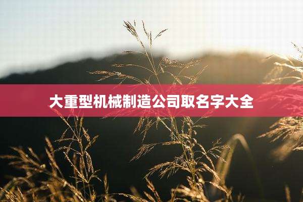 大重型机械制造公司取名字大全
