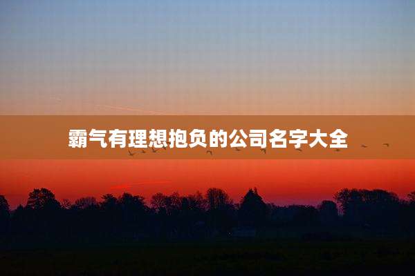 霸气有理想抱负的公司名字大全