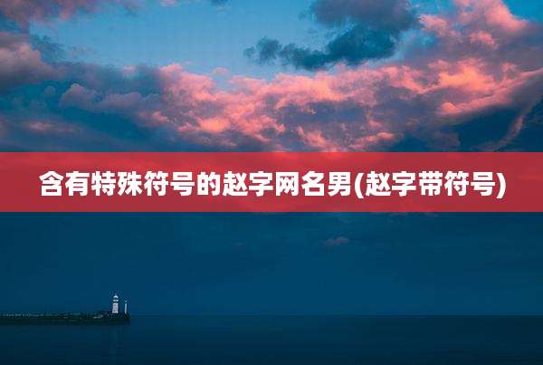 含有特殊符号的赵字网名男(赵字带符号)