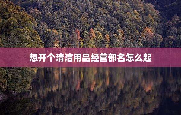 想开个清洁用品经营部名怎么起