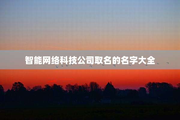 智能网络科技公司取名的名字大全
