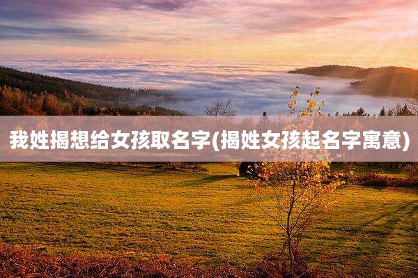 我姓揭想给女孩取名字(揭姓女孩起名字寓意)
