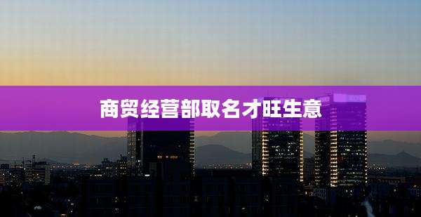 商贸经营部取名才旺生意