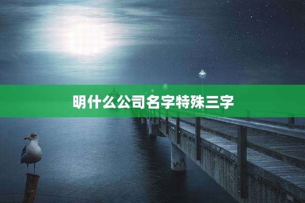 明什么公司名字特殊三字