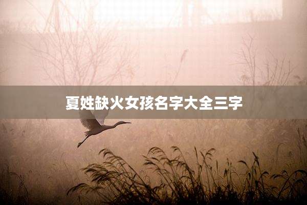 夏姓缺火女孩名字大全三字
