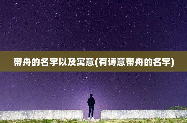 带舟的名字以及寓意(有诗意带舟的名字)