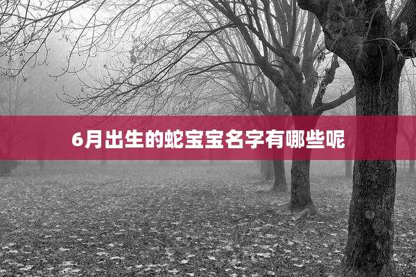 6月出生的蛇宝宝名字有哪些呢