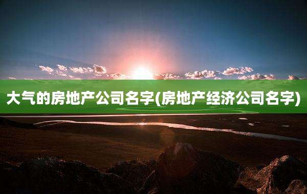 大气的房地产公司名字(房地产经济公司名字)