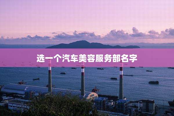 选一个汽车美容服务部名字