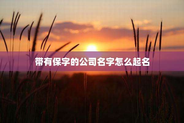 带有保字的公司名字怎么起名