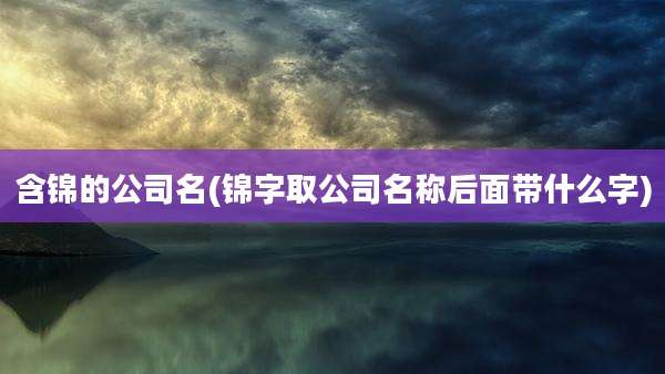 含锦的公司名(锦字取公司名称后面带什么字)