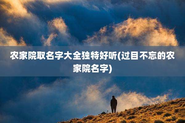农家院取名字大全独特好听(过目不忘的农家院名字)