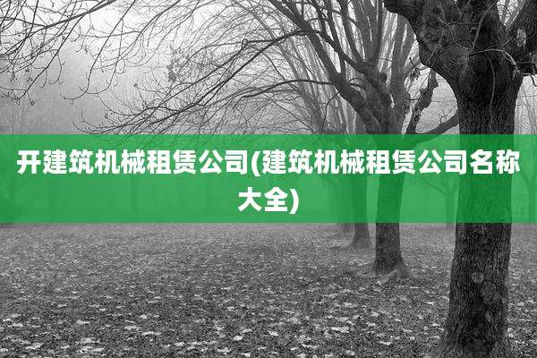 开建筑机械租赁公司(建筑机械租赁公司名称大全)