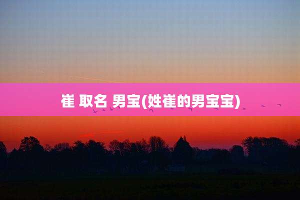 崔 取名 男宝(姓崔的男宝宝)
