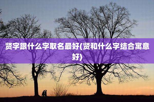 贤字跟什么字取名最好(贤和什么字结合寓意好)