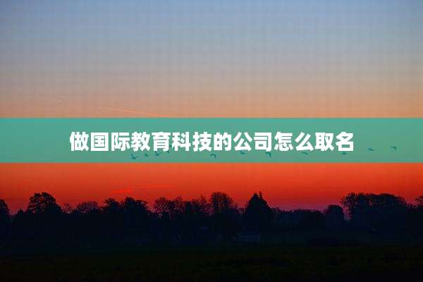 做国际教育科技的公司怎么取名
