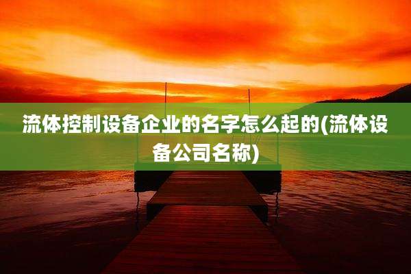 流体控制设备企业的名字怎么起的(流体设备公司名称)