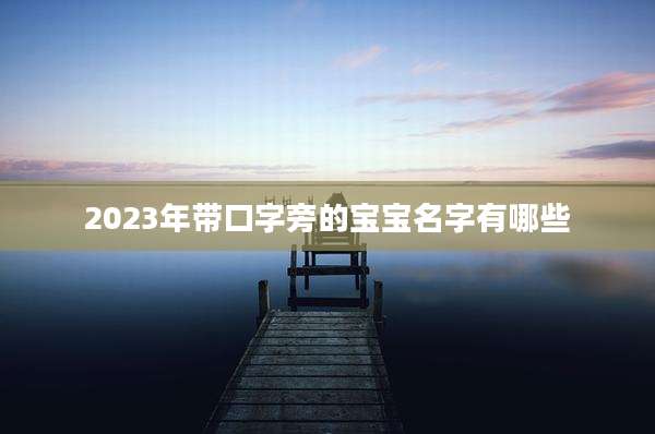 2023年带口字旁的宝宝名字有哪些