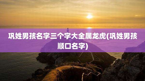 巩姓男孩名字三个字大全属龙虎(巩姓男孩顺口名字)
