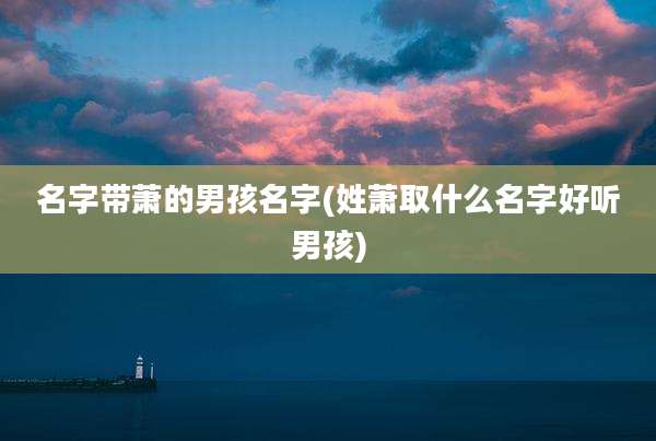 名字带萧的男孩名字(姓萧取什么名字好听男孩)