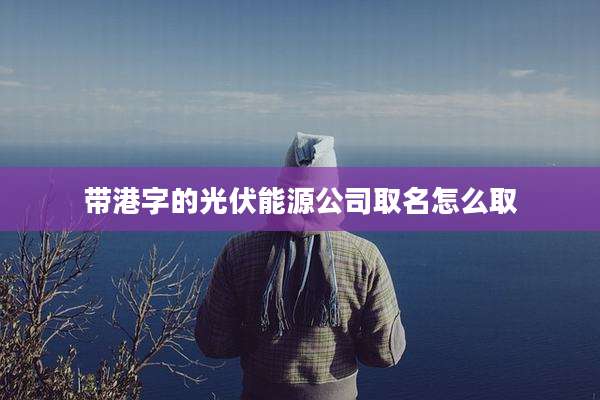 带港字的光伏能源公司取名怎么取