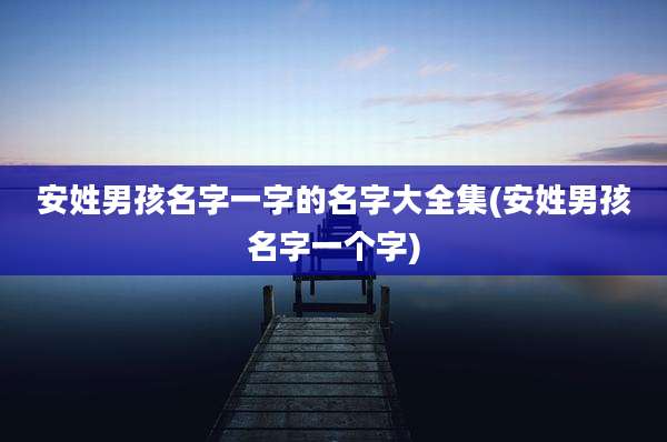 安姓男孩名字一字的名字大全集(安姓男孩名字一个字)