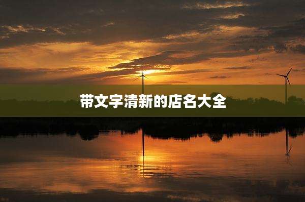 带文字清新的店名大全