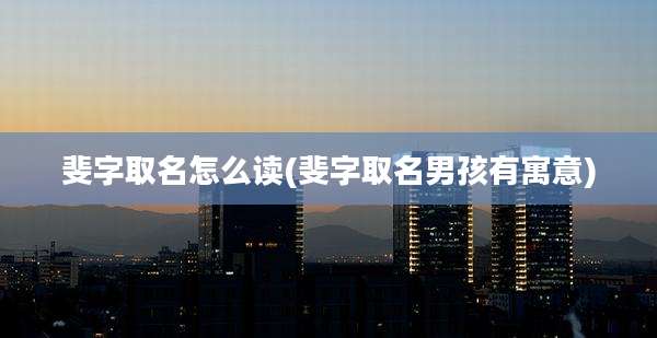 斐字取名怎么读(斐字取名男孩有寓意)