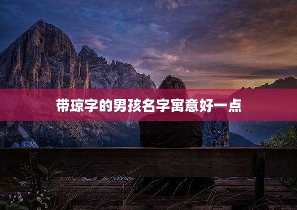 带琼字的男孩名字寓意好一点
