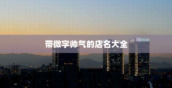 带微字帅气的店名大全