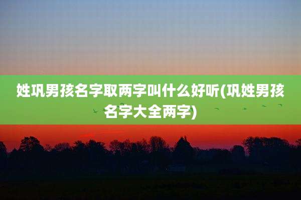姓巩男孩名字取两字叫什么好听(巩姓男孩名字大全两字)