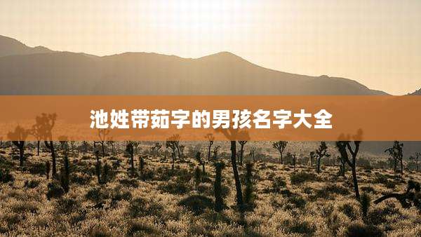 池姓带茹字的男孩名字大全