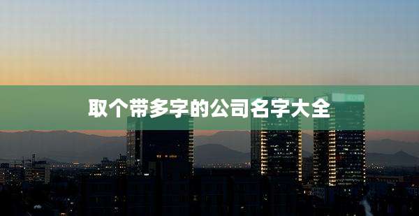 取个带多字的公司名字大全