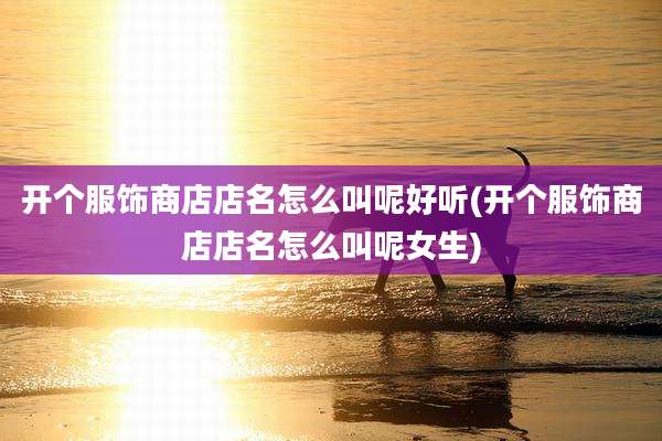 开个服饰商店店名怎么叫呢好听(开个服饰商店店名怎么叫呢女生)