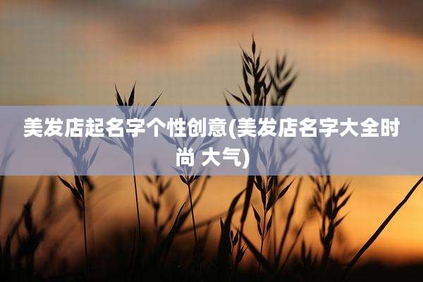 美发店起名字个性创意(美发店名字大全时尚 大气)