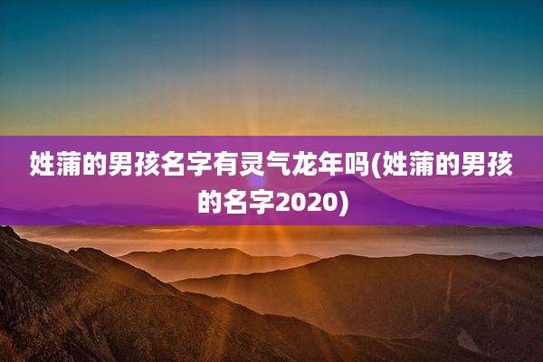 姓蒲的男孩名字有灵气龙年吗(姓蒲的男孩的名字2020)