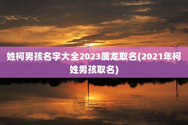 姓柯男孩名字大全2023属龙取名(2021年柯姓男孩取名)