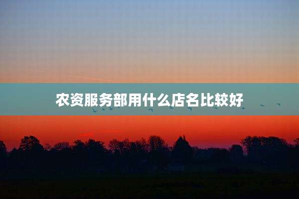 农资服务部用什么店名比较好