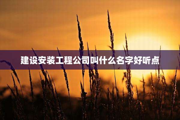 建设安装工程公司叫什么名字好听点