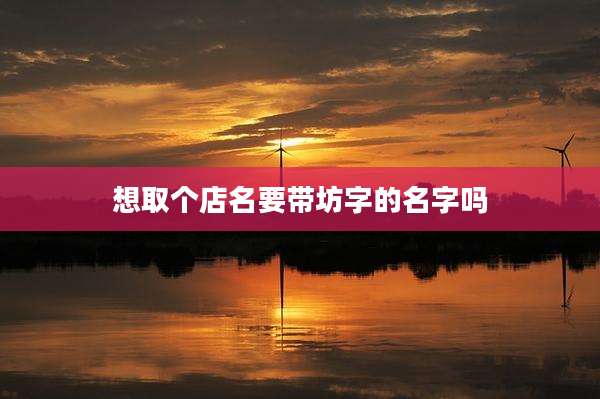 想取个店名要带坊字的名字吗