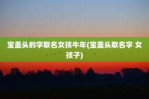 宝盖头的字取名女孩牛年(宝盖头取名字 女孩子)