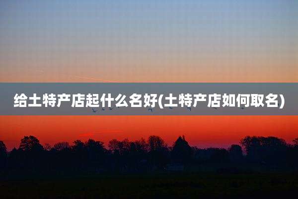 给土特产店起什么名好(土特产店如何取名)